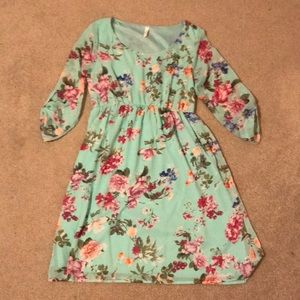 Pink Blush Mint Floral Maternity Dress